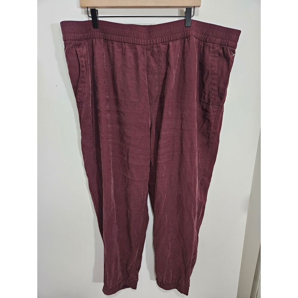 Old Navy Womens 3X Burgundy Maroon Elastic Waist Jogger Pants High Rise Plus Siz